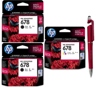 HP 678 Black Twin & Tri-color Original Ink Advantage Cartridge CZ107AA CZ108AA (Set of 3)