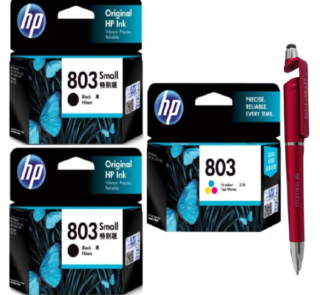 HP 803 Small Black Twin & Tri-color Original Ink Cartridge (Set of 3) F6V23AA F6V20AA 803 Black & Colour