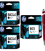 HP 803 Small Black Twin & Tri-color Original Ink Cartridge (Set of 3) F6V23AA F6V20AA 803 Black & Colour