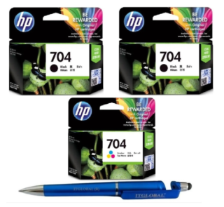 HP 704 Black Twin & Tri-color Original Ink Advantage Cartridge (Set of 3) CN692AA CN693AA 704 Black & Colour