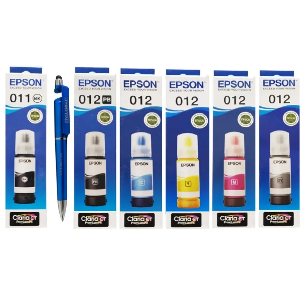 Epson 011 PB & 012 B/C/Y/M/G Original Ink Bottle (Set of 6) Genuine 011 012