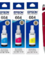 Epson T 664 C/Y/M Original Ink Bottle (Set of 3) T-664 T664 C13T664200 C13T664300 C13T664400 Genuine