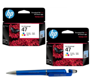 HP 47 Tri-color Original Ink Cartridge (Pack of 2) 6ZD61AA 47 Colour