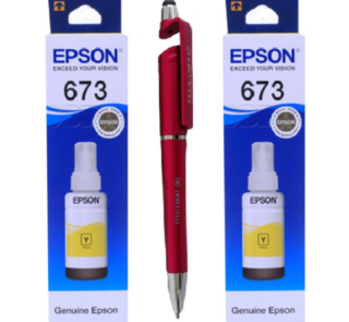 Epson T 6734 Yellow Original Ink Bottle (Set of 2) C13T673400 Genuine T-6734 T673