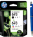 HP 678 2-pack Black/Tri-color Original Ink Advantage Cartridges 678 Combo