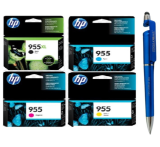 HP 955XL High Yield Black & 955 Cyan Yellow Magenta Original Ink Cartridge (Set of 4)