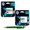 HP 803 Small Black & Tri-color Original Ink Cartridge (Set of 2) F6V23AA F6V20AA 803 Black & Colour
