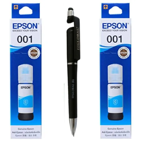 Epson T 001 Cyan Original Ink Bottle (Set of 2) C13T03Y200 Genuine T-001