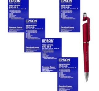 Epson ERC-38B POSC Original Ribbon Cartridge ERC-38 B ERC38 ERC38B (Set of 5) C43S015374