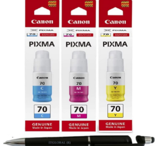 Canon GI-70 Cyan Yellow Magenta Ink Bottle (Set of 3) GI 70 : Genuine