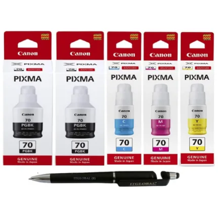 Canon GI-70 Black -2 Cyan Yellow Magenta Ink Bottle (Set of 5) GI 70 : Genuine