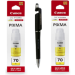 Canon GI-70 Yellow Ink Bottle GI 70 : Genuine (Set of 2)