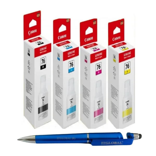 76 - 4 Canon GI-76 Ink Bottle (Set of 4) GI 76 Black Cyan Yellow Magenta : Genuine