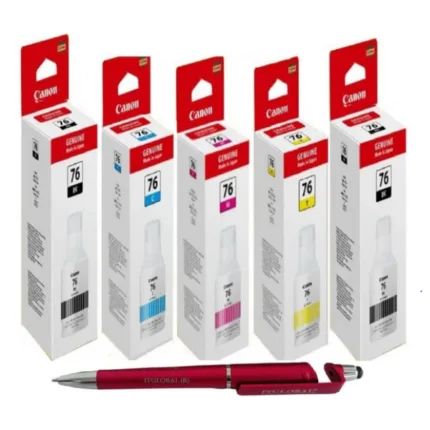 Canon GI-76 Ink Bottle (Set of 5) GI 76 Black Twin & Cyan Magenta Yellow : Genuine