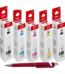 Canon GI-76 Ink Bottle (Set of 5) GI 76 Black Twin & Cyan Magenta Yellow : Genuine