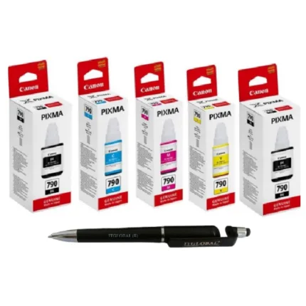 Canon GI-790 Black -2 Cyan Yellow Magenta Ink Bottle GI 790 : Genuine (Set of 5)