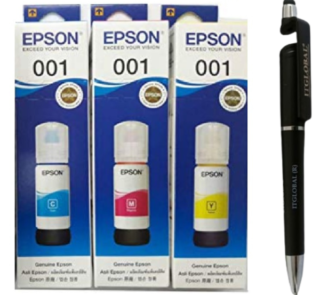 Epson T 001 C/Y/M Original Ink Bottle (Set of 3) C13T03Y200 300 400 Genuine T-001