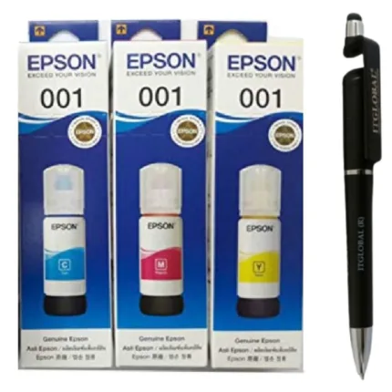 Epson T 001 C/Y/M Original Ink Bottle (Set of 3) C13T03Y200 300 400 Genuine T-001