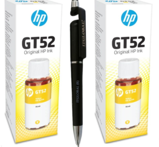 HP GT52 Yellow Original Ink Bottle (Set of 2) – 70ml Each: Genuine GT-52 Yellow