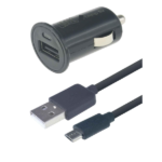 MX USB Car Charger Single Port 1.0 Amp – 5v With USB A 2.0 To Micro USB B Cord MX-3615