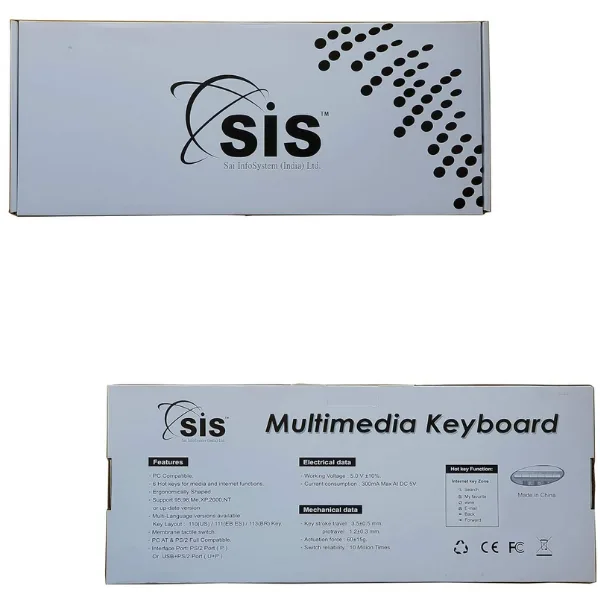 SIS PS2 Keyboard 110 Keys PS2 Multimedia Keyboard MM KB - Image 7