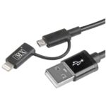 MX USB A Male 2.0 To Micro USB And 8 Pin Lightning Sync Charging Cable 2 Meters MX-3630A