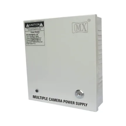 MX CCTV Power Supply Outdoor Metal Box – 220 Volts AC To 12 Volts DC 10 Amperes – Real 120 Watts – 10 Camera Channel Power Supply (SMPS) For CCTV Bullet & Dome Camera – With Locl – MX SPS-13
