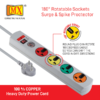 Mx 4 Socket 180 Degree Rotatable Surge & Spike Protector With 4 Universal Socket, Master Switch, Fuse, Led Indicator Mx-3468 - Image 3