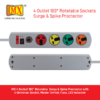 Mx 4 Socket 180 Degree Rotatable Surge & Spike Protector With 4 Universal Socket, Master Switch, Fuse, Led Indicator Mx-3468 - Image 4