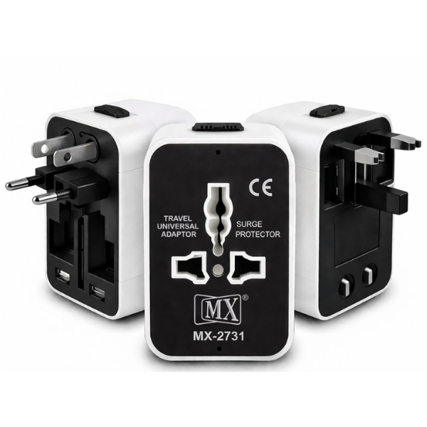 MX 2731 MX Universal Travel Adapter Worldwide All over 150 International Countries with LED & Child Safety Shutter -Universal Socket Compatible in UK Europe USA Australia China Japan & Thailand MX-2731 ITGLOBAL