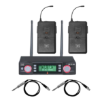 MX Professional UHF Dual Wireless Microphone System With 2 Lapel Mics and 2 XLR To Mono Cables Suitable For Electric Guitar Bass and Violin MX GT 100