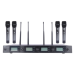 MX 4 Channel UHF Wireless Microphone System With 4 Handheld Mics – Variable Frequency For Party Wedding Host Business Meeting and Multi-purpose Use MX ACT 400