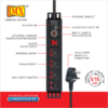 Mx 4 Outlet (three – 5 Amp + One – 15 Amp) Power Distribution Unit With Universal Sockets And Child Safety Shutter Surge Protector Industrial Standard Aluminum Extrusion Body – Wall Mount / Desk Mount Heavy-duty Power Cord Mx-1367 - Image 2