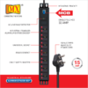 MX 7 Outlet Power Distribution Unit With Universal Socket – 15 Amp With Child Safety Shutter Single Pole MCB 15 Amp Power Strip Industrial Standard Aluminum Extrusion Body – Wall Mount/Desk Mount Heavy-duty Power Cord MX-3412 - Image 2