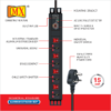 MX 4 Outlet Power Distribution Unit With 15 Amp Universal Sockets Child Safety Shutter Spike & Surge Protector Industrial Standard Aluminium Extrusion Body – Wall Mount Desk Mount And 19 Inches Rack Mountable With 1.5 Meters MX-3268 - Image 2
