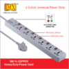 Mx 6 Outlet Universal Power Strip With Individual Fuse & Switch For Each Socket, Heavy Duty Power Cord & With Child Safety Shutter Mx-2955 - Image 3
