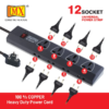 MX Power Strip With 12 Universal Socket Single Master Switch (3 Pin 4 Way Outlet & 2 Pin 8 Way Outlets) Power Cord- Spike Guard Extension Board MX-3510 - Image 4