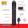 Mx 5-outlet Power Distribution Unit With Live Voltage Display, 6/16 Amp (parameter: 30w~265v), Wall/rack Mount, Built-in Fuse, Master Switch, Wall Mount, Heavy-duty 1.5m Power Cord Mx-4127 - Image 4
