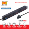 MX 7 Outlet Power Distribution Unit With Universal Socket – 15 Amp With Child Safety Shutter Single Pole MCB 15 Amp Power Strip Industrial Standard Aluminum Extrusion Body – Wall Mount/Desk Mount Heavy-duty Power Cord MX-3412 - Image 5