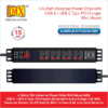 MX 4 Outlet Power Distribution Unit With 15A Universal Socket USB C PD 30W + USB A Ports Fuse Master Switch Wall Mount 1.5m Cord MX-4155 - Image 5
