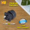 Mx European (schuko) To India Plug Adapter 15 Amp- Convert European Type E/f Input To India Type M Three Prong Output Connection Black Mx-3519 - Image 6