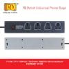 MX Power Strip With 12 Universal Socket Single Master Switch (3 Pin 4 Way Outlet & 2 Pin 8 Way Outlets) Power Cord- Spike Guard Extension Board MX-3510 - Image 7