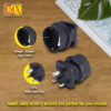 Mx European (schuko) To India Plug Adapter 15 Amp- Convert European Type E/f Input To India Type M Three Prong Output Connection Black Mx-3519 - Image 7