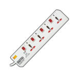 MX 4 Outlet Universal Power Strip With Individual Fuse & Switch For Each Socket Heavy Duty Power Cord & With Child Safety Shutter MX-2951