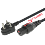 MX IEC Autolock C-13 3 Pin AC Female To 3 Pin Indian – South Africa Plug Cord 10 Amp – 3 X 0.75 SQ MM MX-3542