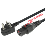 MX IEC Autolock C-13 3 Pin AC Female To 3 Pin Indian – South Africa Plug Cord 10 Amp – 3 X 1.00 SQ MM MX-3543