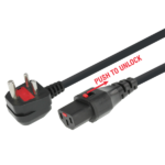 MX IEC Autolock C-13 3 Pin AC Female To 3 Pin Indian – South Africa Plug Cord With Fuse 10 Amp – 3 X 1.00 SQ MM MX-3545