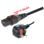 MX 3 Pin UK Type Plug With Fuse / IEC C-13 Female Server Cord 10 Amp 3 X 0.75 SQ MM MX-3580