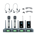 MX UHF Wireless Microphone System With 2 Handheld Mics & 2 Lapel Mics – Variable Frequency For Party Wedding Host Business Meeting & Multi-Purpose Use MX ACT 400 2HL