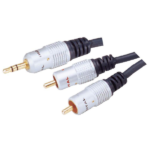 MX Stereo 3.5mm To 2 RCA Plug Cord (Gold Plated Tip) MX-1111